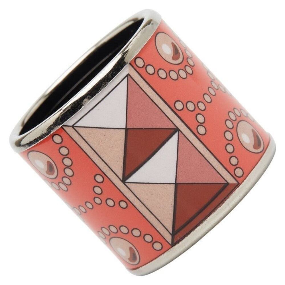 Hermes Collier de Chien Motif Scarf Ring Silver Orange